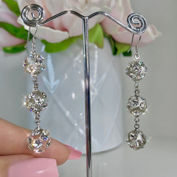 Dangle Ball Drop Crystal Earrings For Women, Acrylic, Bridal Jewelry, Earrings - Picture 3 of 9